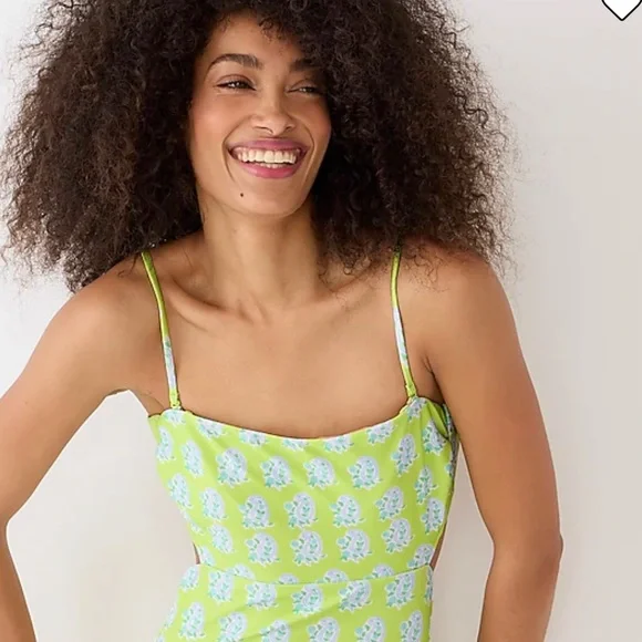 J.Crew SZ Blockprints™ X cutout one-piece swimsuit in green paisley